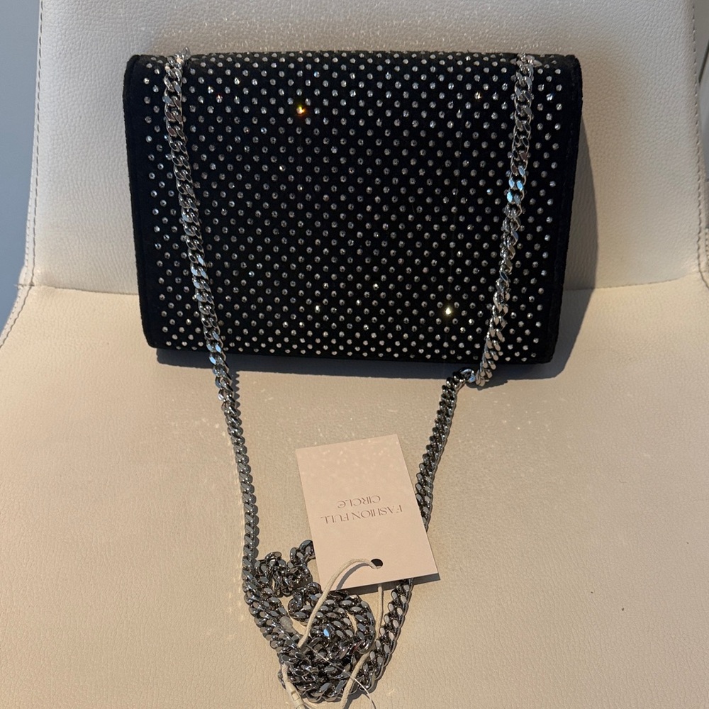 Saint Laurent Black Velvet Crossbody Bag with Crystal Accents - Picture 6 of 10